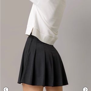 Pleated Skater Mini Skirt - Black